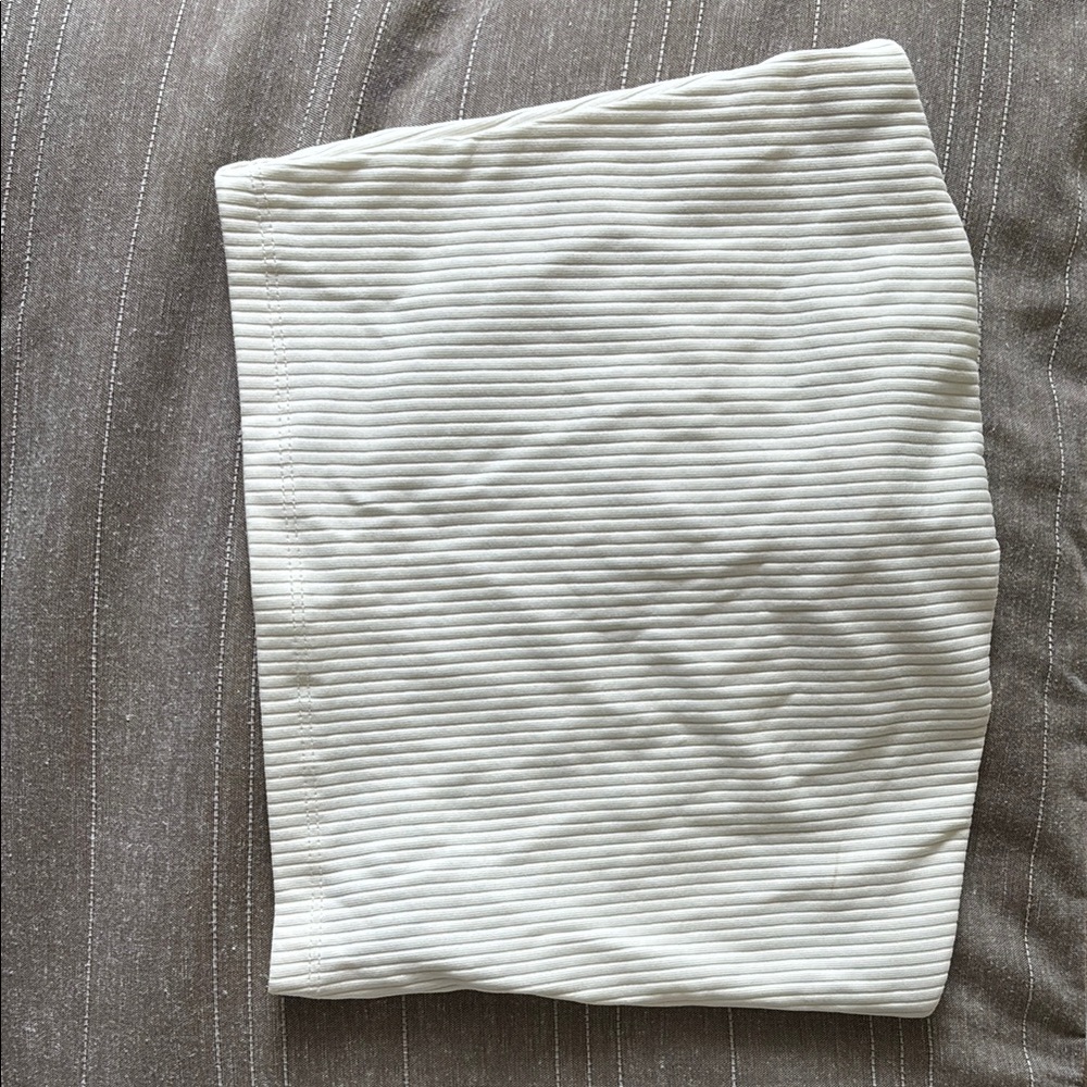 Madewell White Ribbed Sleeveless Cropped Shirt
